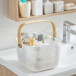 Inde Cesta Organizadora Cuadrada con Asa de Madera Confortime 25,4 x 26,3 x 18 cm