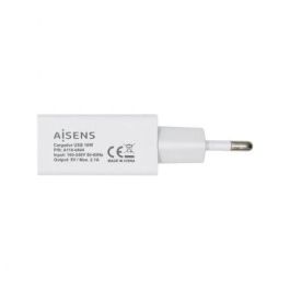 Aisens Cargador USB 10W 5V-2A Blanco para móviles, cámaras y tablets