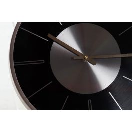DKD Home Decor Reloj de Pared Moderno de Aluminio Cobrizo Negro para Decoración de Hogar, 4x30x30 cm, 1 Pila AA, Pack 2 Unidades