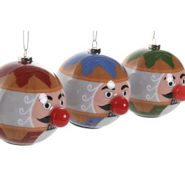 DKD Home Decor Decoración Colgante Navidad Cascanueces LED Multicolor 8x8x8 cm (6 Unidades) con 3 Baterías LR44
