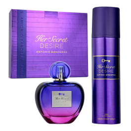 Set Antonio Banderas: Her Secret Desire, Eau De Toilette, For Women, 80 ml + Her Secret Desire, Deodorant Spray, For Women, 150 ml Precio: 31.50000018. SKU: B1A8VW5ZST