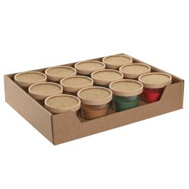 DKD Home Decor Vela Crema Rojo 9 x 8 x 9 cm (12 Unidades) con Fragancia Vainilla/Frutos del Bosque/Coco