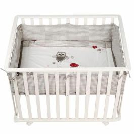 Roba Parque Infantil 100x75 cm con Alfombra Acolchada Diseño Búhos Adam y Eule, 4 Ruedas, Madera Blanca y 3 Alturas Ajustables Precio: 193.49999955. SKU: B1AH92TTTK