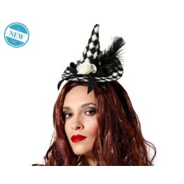Sombrero de Bruja Pequeño a Cuadros con Flor Blanca para Halloween y Fiestas Temáticas Precio: 4.49999968. SKU: B1A8FJYH2C