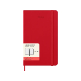 Moleskine DHF212DC3Y26 Agenda Diaria 2026 12 Meses Tapa Dura L (13x21 cm) Rojo con Goma Elástica