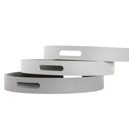 DKD Home Decor Bandeja Decorativa Alpino Hecha a Mano de MDF, Juego de 3 Unidades Marrón Claro Blanco 35x35x5 cm - Diseño Único para Hogar y Regalo