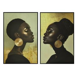 DKD Home Decor Cuadro Glam de Lienzo y PS Dorado/Negro con Diseño 'Chica Pendiente' 4.5 x 123 x 83 cm (2 Unidades) Precio: 113.50000013. SKU: B1GM8GQQ4N