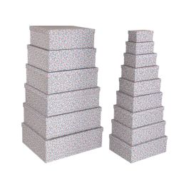 Juego de Cajas Decorativas Versa Rosa Cartón Flores (15 Piezas) Juego de Cajas Decorativas Versa Rosa Cartón Flores (15 Piezas)