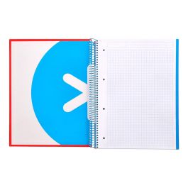 Cuaderno Espiral A4 Micro Antartik Tapa Forrada 120H 90 gr Cuadro 5 mm 5 Bandas 4 Taladros Color Rojo