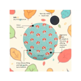 Wondee Alfombrilla de Ratón Ergonómica de Gel Setas 250x230 mm