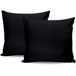 Juego de Cama 220x240 cm + 2 Fundas de Almohada 60x60 cm - 100% Algodón Satén Negro - ASI8684282601265