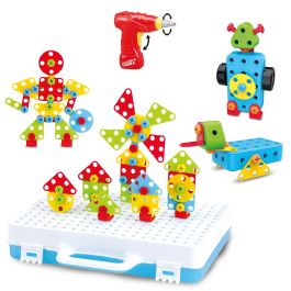 Tachan Set De Construcciones Con Destornillador Eléctrico para Juego 2D y 3D, Estimula Visión Espacial y Motricidad Fina