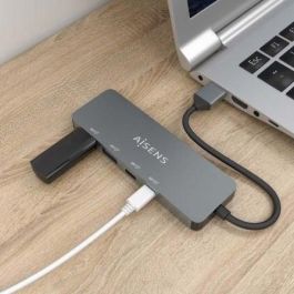AISENS - HUB USB 3.2 GEN2 10G USB-A, USB-A/M-2xUSB-C/H-2xUSB-A/H, GRIS, 15CM