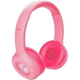 Trust 25274 Auriculares Inalámbricos Nouna Kids para Niños con Micrófono, Límite 85 dB, 15h Batería, Plegables, Rosa