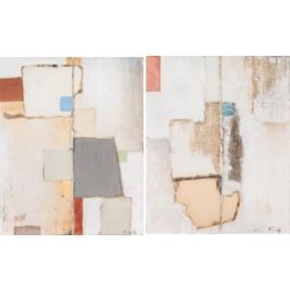 DKD Home Decor Cuadro Urban Abstracto Pintado a Mano Lienzo Pino Beige Blanco 100x80 cm Fondo 3.7 cm Pack 2 Unidades Precio: 77.92884. SKU: B157EFJNFM