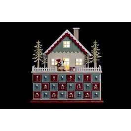 DKD Home Decor Calendario Adviento Navidad Fantasia Rojo Verde Madera Led 8 x 33 x 32 cm (2 Unidades)
