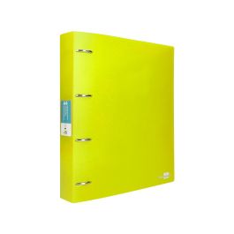 Carpeta Liderpapel 4 Anillas Mixtas 40 mm Polipropileno Din A4 Amarillo Fluor Opaco