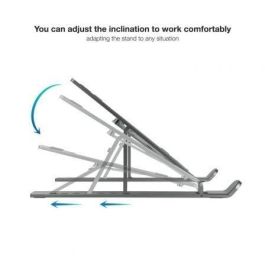 TooQ TQLRS0033-AL-G Soporte para Portátil hasta 15" Plegable Ajustable Gris