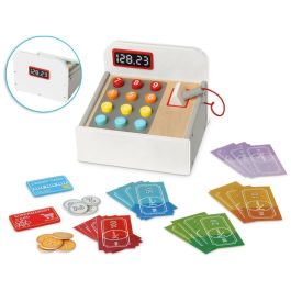 Juguete Caja Registradora de Madera para Niños +3 Años, Juego de Supermercado Educativo, Simulación de Compras y Conteo de Dinero