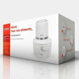 Livoo AUC3523930101007 Picadora eléctrica inalámbrica, 200 W, 2 velocidades, vaso 1.2 L, 4 cuchillas de acero, color Blanco