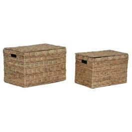 DKD Home Decor Caja Tropical de Jacinto de agua y Metal Natural 34x33x52 cm Set de 2 Precio: 63.69000044. SKU: B15TJLE4YG