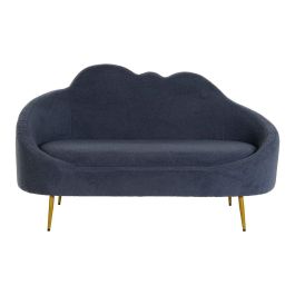 DKD Home Decor Sofá Scandi Azul y Dorado, Poliéster y Metal, Desmontable, 155x75x92 cm DKD Home Decor Sofá Scandi Azul y Dorado, Poliéster y Metal, Desmontable, 155x75x92 cm