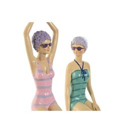 DKD Home Decor Figura Decorativa de Resina Estilo Mediterráneo Lila Turquesa 9x26.5x12.5 cm (Pack de 2)