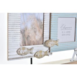 DKD Home Decor Marco Multifoto O grove Atlantico Marron Turquesa Madera Cristal 5 x 27 x 43 cm