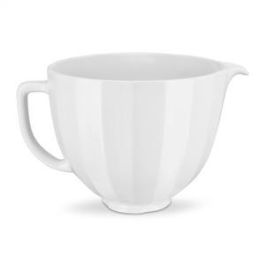 Kitchenaid Bol Cerámico 4,7 Litros Blanco, Apto para Microondas, Horno y Congelador, con Pico Vertedor y Asa