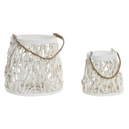 Portavelas Home ESPRIT Blanco Madera Cristal 35 x 35 x 32 cm (2 Unidades) Precio: 46.69000017. SKU: B14BTZ72QT