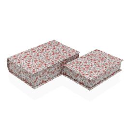 Versa Set de 2 Libros Decorativos Roses, 5.5x15x22 cm, Lienzo y Madera MDF (2 Unidades)