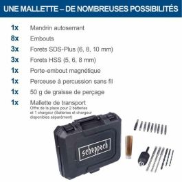 Scheppach C-RHD130-X Taladro Percutor IXES SDS Plus 20V 1,3 J + Maletín y Accesorios (Sin Batería/Cargador)