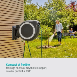 Gardena RollUp L 30 m Enrollador de manguera automático de pared con borde blanco