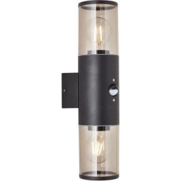 Brilliant BRI4004353405693 Aplique Exterior con Detector de Movimiento 2x E27 Depoli Negro 20W - Bombilla no Incluida