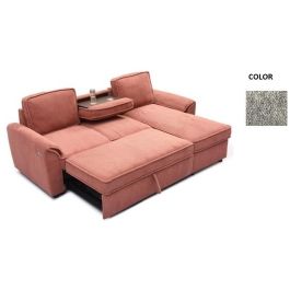 DKD Home Decor Sofá Cama Moderno de Poliéster Gris Claro - Ancho 220 cm, Largo 153 cm, Alto 88 cm