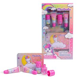 Martinelia 85494 Set Maquillaje Infantil Little Unicorn Tin Box – 2 Esmaltes de Uñas Solubles, 2 Brillos Labiales