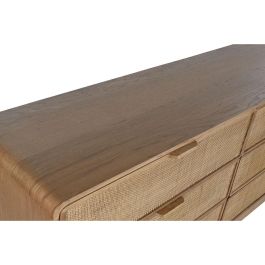 DKD Home Decor Cómoda Tropical Natural, Fabricada en Roble, Ratán y MDF, con 6 Cajones. Dimensiones: 182 cm Ancho x 45 cm Fondo x 81 cm Alto