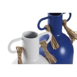 Jarrón DKD Home Decor Metal Blanco Azul marino (9 x 9 x 19 cm) (2 Unidades) Jarrón DKD Home Decor Metal Blanco Azul marino (9 x 9 x 19 cm) (2 Unidades)