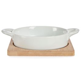 Bandeja Redonda con Base de Bambú 12.5 cm - Vessia, Blanco/Natural, Cerámica y Bambú (24 Unidades) Bandeja Redonda con Base de Bambú 12.5 cm - Vessia, Blanco/Natural, Cerámica y Bambú (24 Unidades)