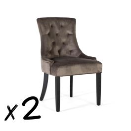 Giner Y Colomer - Lote de 2 Sillas Tapizadas en Poliéster con Acabado Terciopelo, Color Carbón, Estructura de Madera Precio: 447.6879. SKU: B1FFG6TFLS