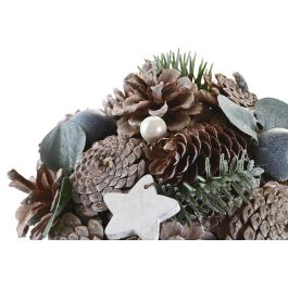 DKD Home Decor Centro Mesa Navidad Fantasia Natural Blanco Piñas 20 x 20 x 18 cm (2 Unidades)