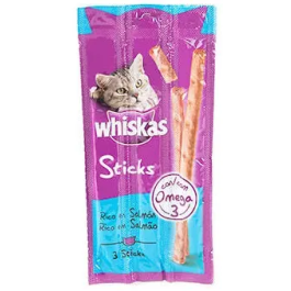 Whiskas Snacks Sticks Salmón - Tiras de Salmón para Perro y Gato, 28 Unidades Precio: 44.4999995. SKU: B16A3QKV2X
