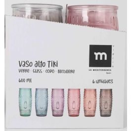 La Mediterranea Vaso Alto Tiki 600 ml Colores - Alto 17 cm, Ancho 7.8 cm