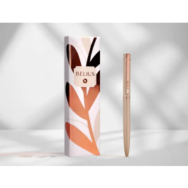 Belius Boligrafo Rose Aluminio Beige Claro Oro Rosa Tinta Azul Caja Diseño Elegante