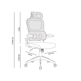 Q-connect Silla de Dirección Sorrento Malla con Base Metálica, Respaldo Transpirable, Reposabrazos Ajustables y Ruedas Premium, Color Gris, Alt Max 1320 mm