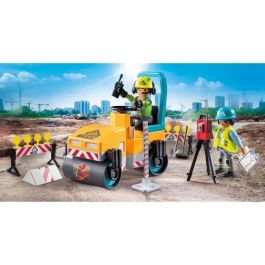 Playmobil 71751 Construcción De Carreteras Action Heroes: Set con Rodillo Compactador, Medidor Láser y Accesorios para Niños +4 años