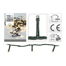 Guirnalda Fija 120 LEDs Luz Cálida Exterior IP44 Cable Verde 9m de Luces + 3m Cable Alimentación (12m Total)