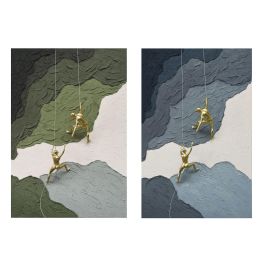 DKD Home Decor Cuadro Moderno con Diseño Hombres en Lienzo y Resina, Colores Verde, Marrón y Dorado, 120x80x3.5 cm (2 Unidades) Precio: 231.78999943. SKU: B1FBK64EXE