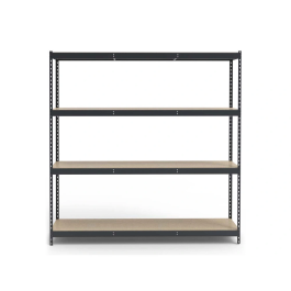 Ar Storage Estantería Metálica 200x200x70 cm, 4 Estantes, 450 kg por Estante, Bandejas de Madera, Sin Tornillos, Gris Antracita