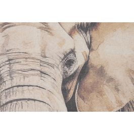 DKD Home Decor Lienzo Colonial Elefante Lino Abeto Beige 160 x 125 cm (4 Unidades)